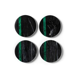Project 62 + 4 4pk Marble And Malachite Coaster Set Black/Green