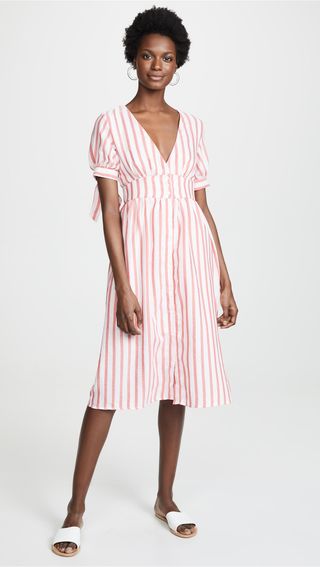 English Factory + Striped Midi Dress With Tie