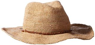 Hat Attack + Women's Raffia Hat With Wood Trip