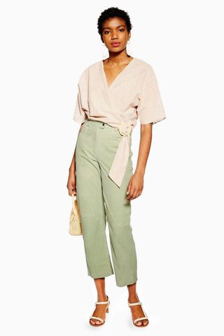 Topshop + Mint Suede Straight Leg Trousers