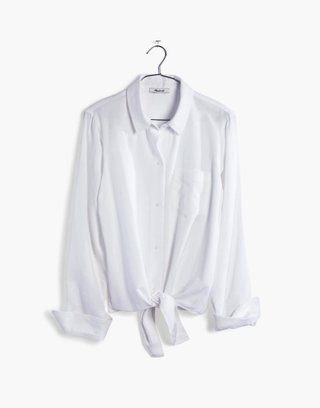 Madewell + White Tie-Front Shirt