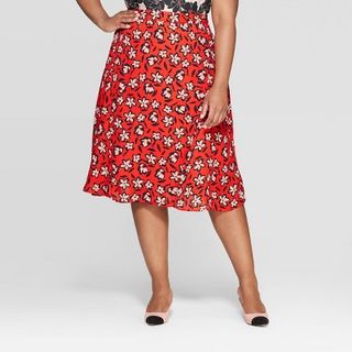 Who What Wear x Target + Floral Print Mid-Rise Seamed A-Line Slip Skirt