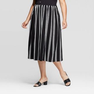 Who What Wear x Target + Striped Mid-Rise Full Knit Skirt