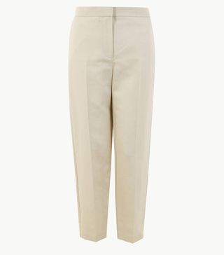 Marks and Spencer Collection + Linen Rich Straight Ankle Grazer Trousers