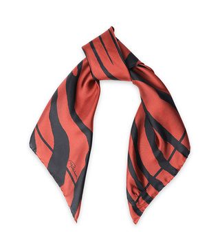 Robert Cavalli + Printed silk-twill scarf