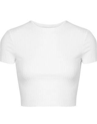 Calé + Esmée Cropped Ribbed Stretch-Jersey T-Shirt