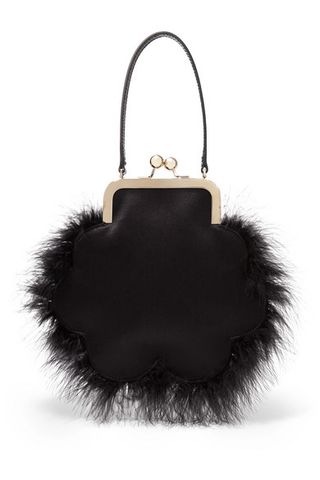 Simone Rocha + Flower Feather-Trimmed Satin Tote