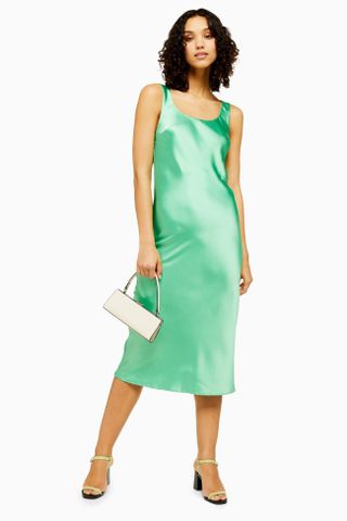 Topshop + Green Built Up Slip Dress