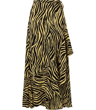 Faithfull the Brand + Jasper Zebra-Print Crepon Wrap Skirt