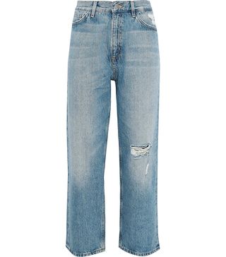 M.i.h + Jeanne Cropped Distressed High-Rise Straight-Leg Jeans
