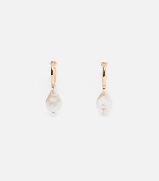 Zara + Natural Pearl Hoop Earrings
