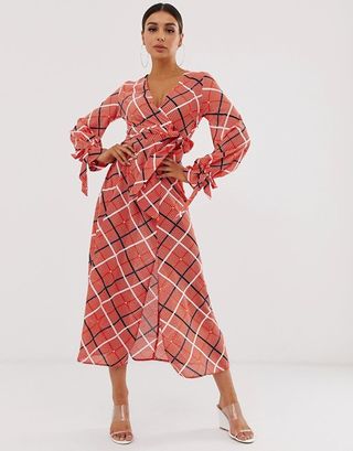 ASOS + Maxi Dress in Textured Check