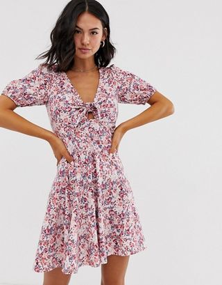 ASOS + Tie Front Mini Tea Dress