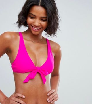 South Beach + Hot Pink Knot Bikini Top