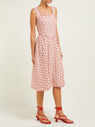 Batsheva + Corset Rose-Print Cotton Dress