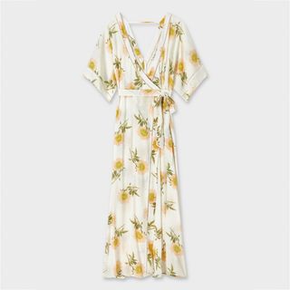 Miss Selfridge + Ivory Floral Print Wrap Dress