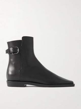 Toteme + + Net Sustain the Belted Leather Ankle Boots