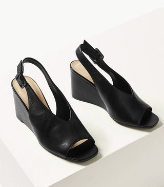 Marks and Spencer Collection + Leather Wedge Heel Slingback Sandals