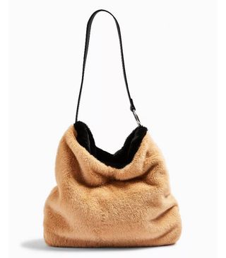Topshop + Flame Reversible Faux Fur Hobo Bag