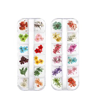 Teenior + 24 Colors Nail Dried Flowers Nail Art Stickers