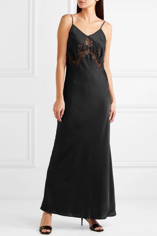 Paco Rabanne + Lace-Trimmed Satin Maxi Dress