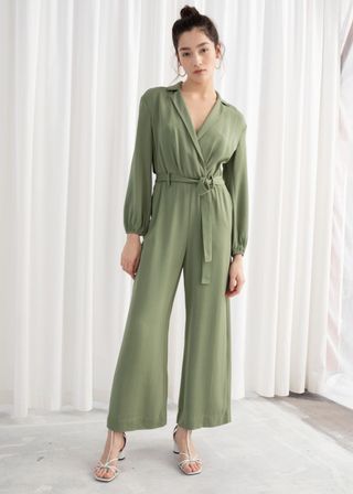 & Other Stories + Belted Long Sleeve Jumpsuit