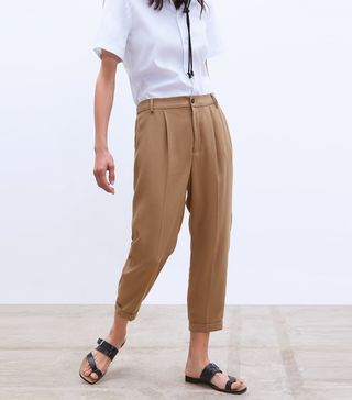 Zara + Pants With Turned-Up Hem