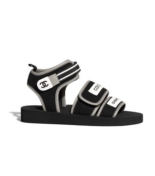 Chanel + Fabric Black & Gray Sandals
