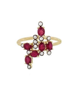 Yannis Sergakis Adornments + Charnières Vertical Rouge And Diamond Ring