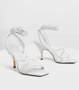 Charles and Keith + White Square Toe Sandals