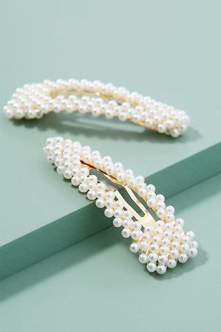 Anthropologie + Pack of 2 Faux Pearl-Embellished Hair Clips
