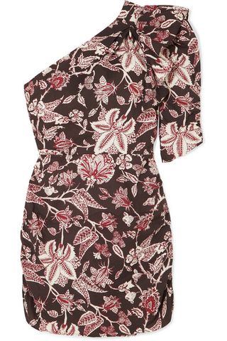Isabel Marant + Lilia One-Shoulder Floral-Print Cotton Mini Dress