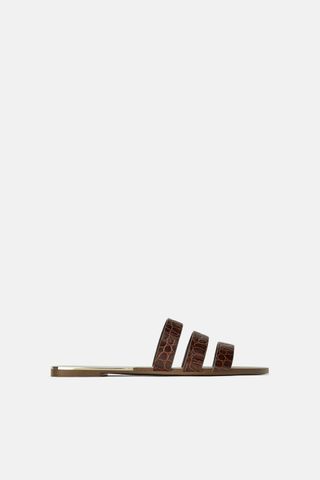 Zara + Animal Embossed Leather Slides