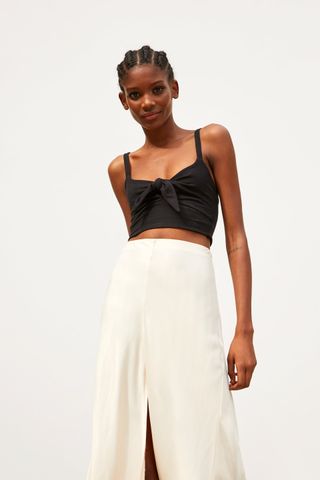 Zara + Cropped Top With Tie
