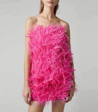 Attico + Feather-Embellished Cotton Mini Dress