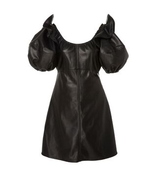 Ellery + Valeria Off-Shoulder Leather Mini Dress