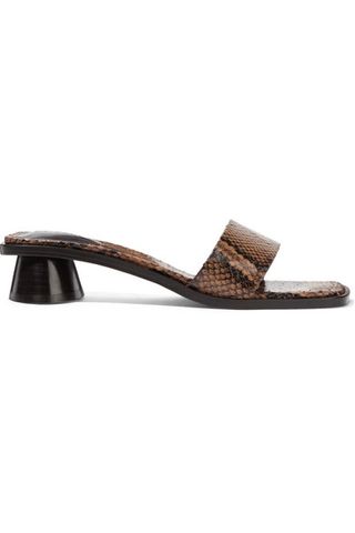 By Far + Sonia Snake-Effect Leather Mules