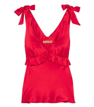 Maggie Marilyn + Bow-Detailed Ruffled Silk-Satin Camisole