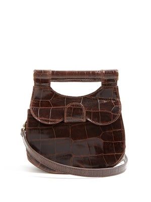 Staud + Madeline Crocodile-Effect Leather Bag
