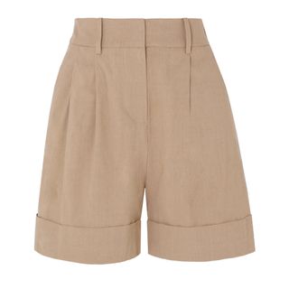 Diane von Furstenberg + Shiana Pleated Linen-Blend Shorts
