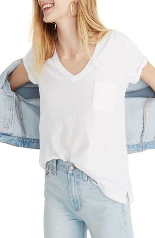 Madewell + Whisper Cotton V-Neck Pocket Tee