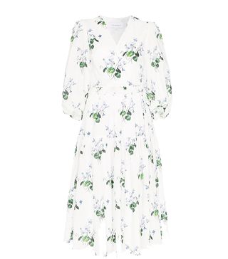 Les Reveries + Floral Silk Midi Dress white