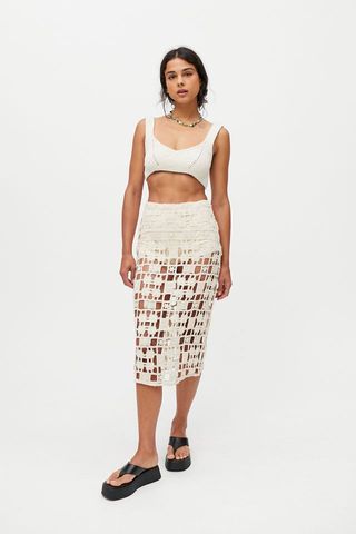 Urban Outfitters + Luna Crochet Midi Skirt