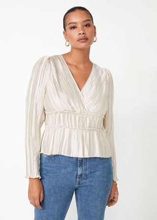 & Other Stories + Textured Puff Sleeve Top