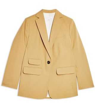 Topshop + Single Breasted Jacket With Linen