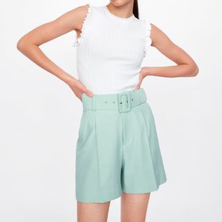 Zara + Self-Belt Shorts