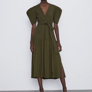 Zara + Dress with Voluminous Sleeves
