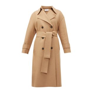 Harris Wharf London + Double-Breasted Wool Trench Coat