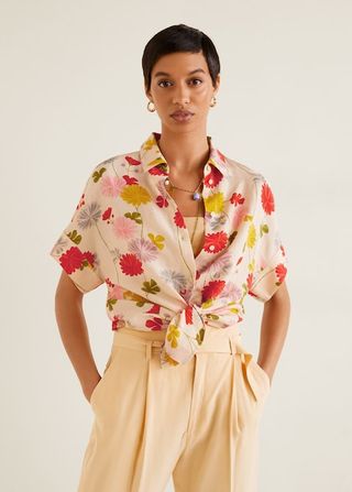 Mango + Floral Linen-Blend Shirt