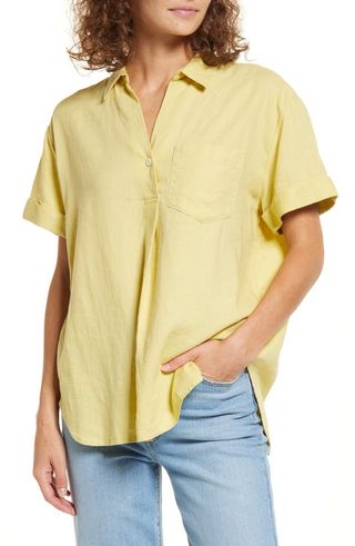 Madewell + Swenson Linen Blend Popover Shirt